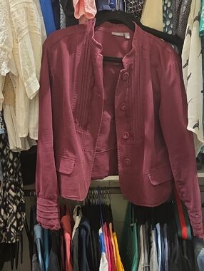 Apt. 9 Women's Burgundy Button-Front Tailored Blazer